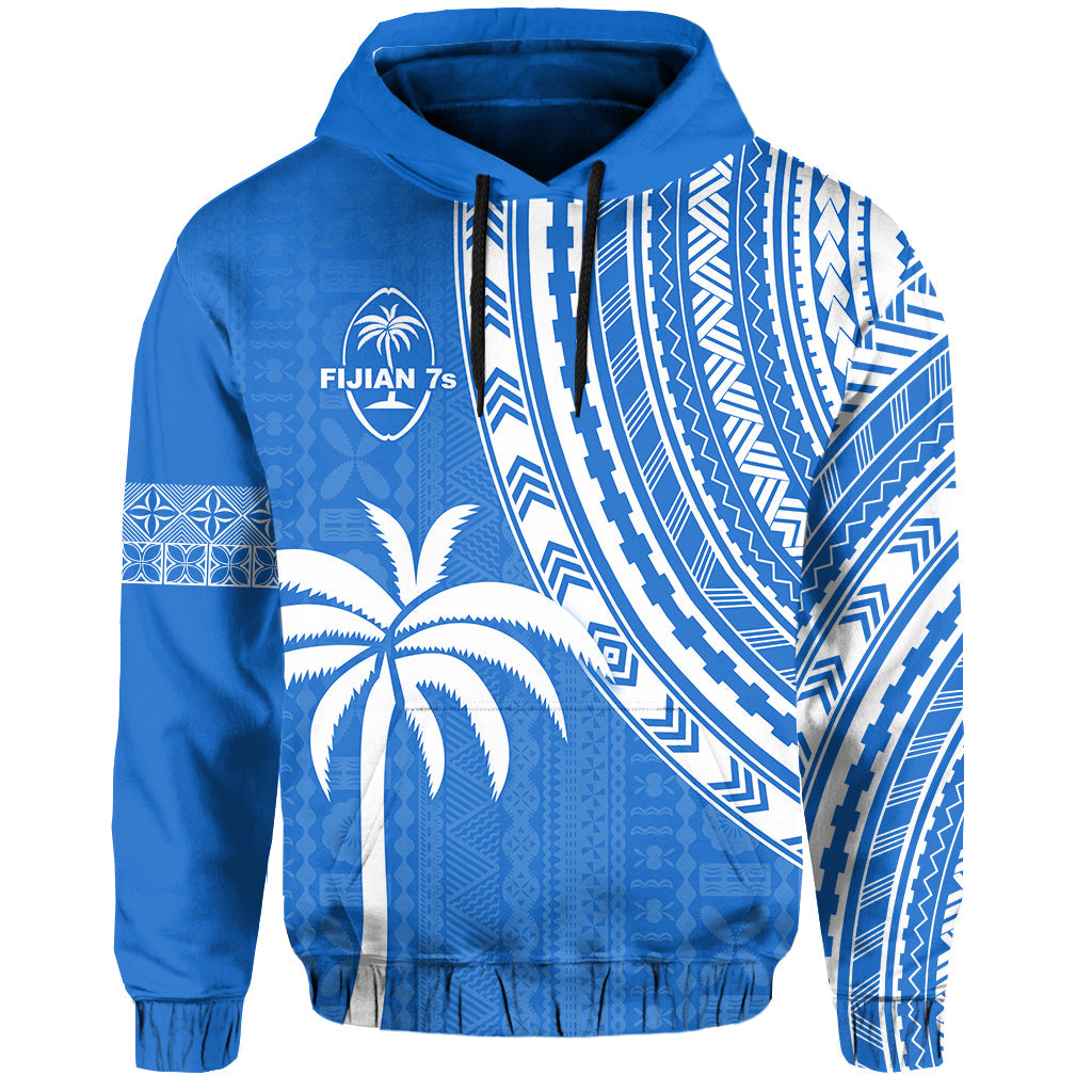 Fiji Rugby Sevens Hoodie Fijian 7s Tapa Polynesian Blue Ver.01 LT13 Blue - Polynesian Pride