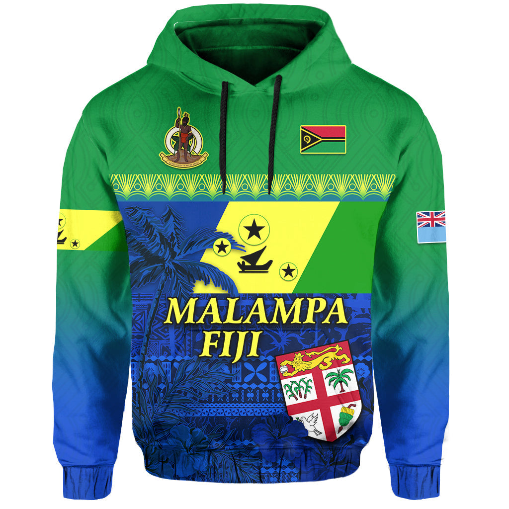 Malampa Fiji Day Hoodie Vanuatu Polynesia mix Flowers LT13 Green - Polynesian Pride