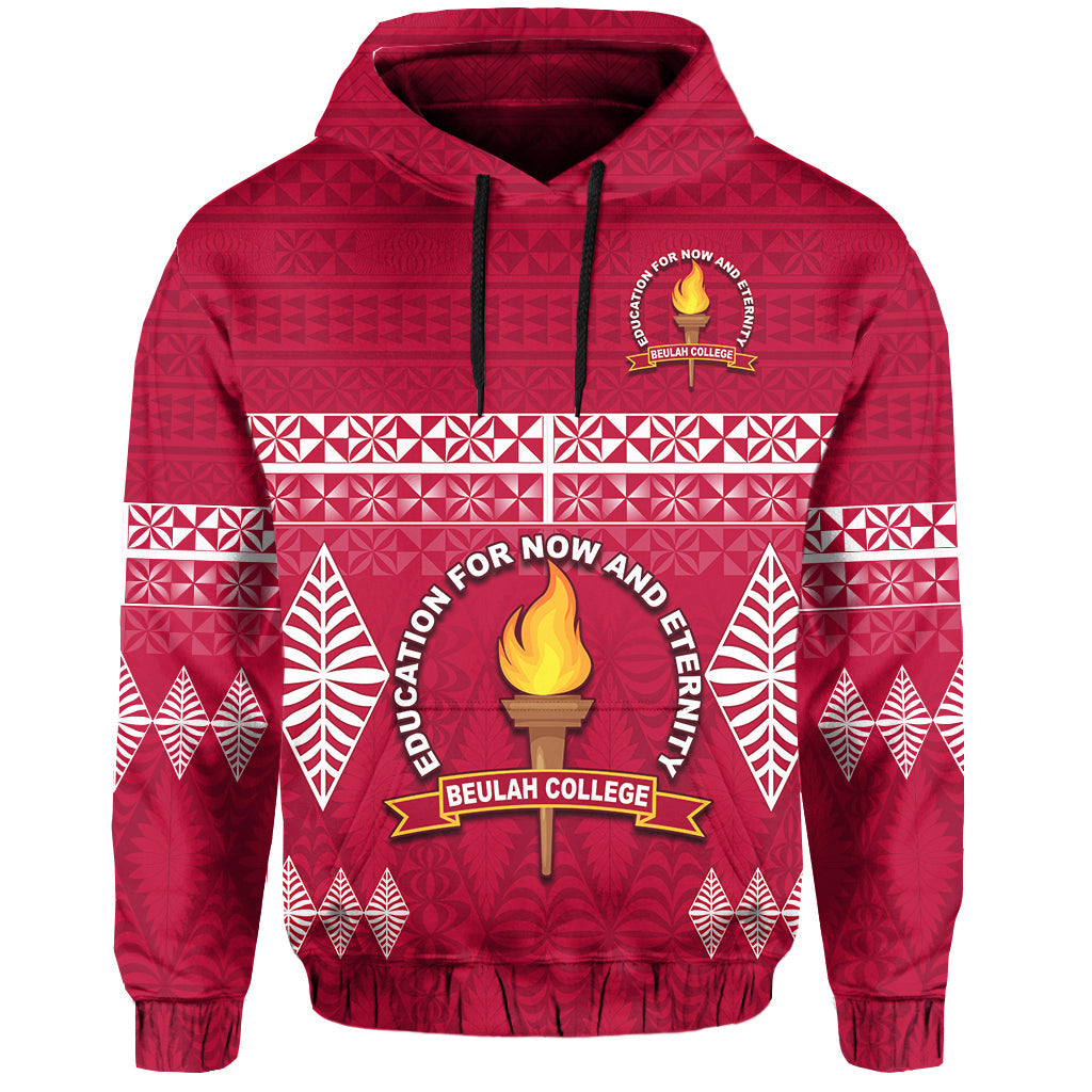 Beulah College Hoodie Ngatu Pattern Tonga LT13 Maroon - Polynesian Pride