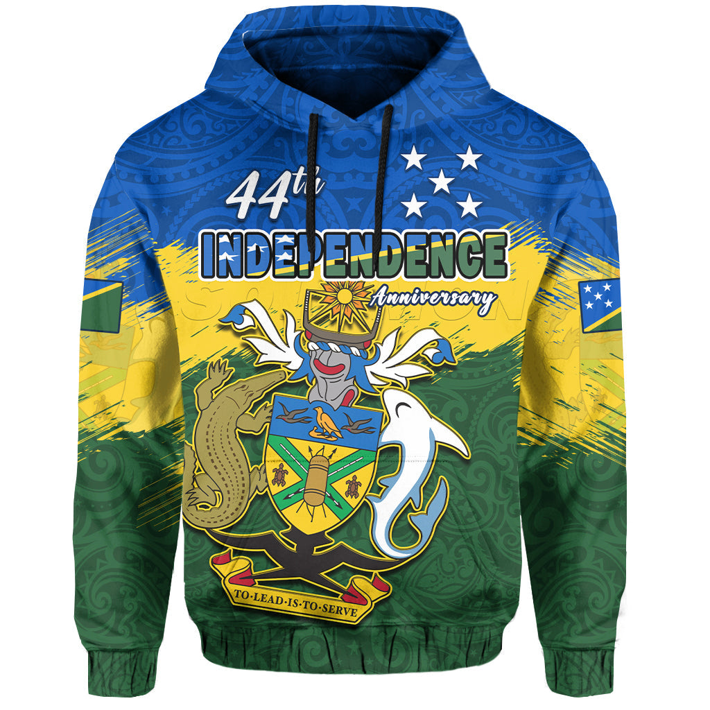 Solomon Islands Hoodie Happy 44th Independence Anniversary Polynesian Pattern LT14 Hoodie Blue - Polynesian Pride