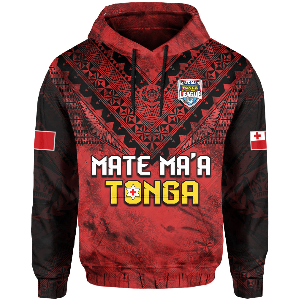 Tonga Rugby MMT Hoodie Ngatu Mate Maa Tonga Grunge LT13 Pullover Hoodie Red - Polynesian Pride