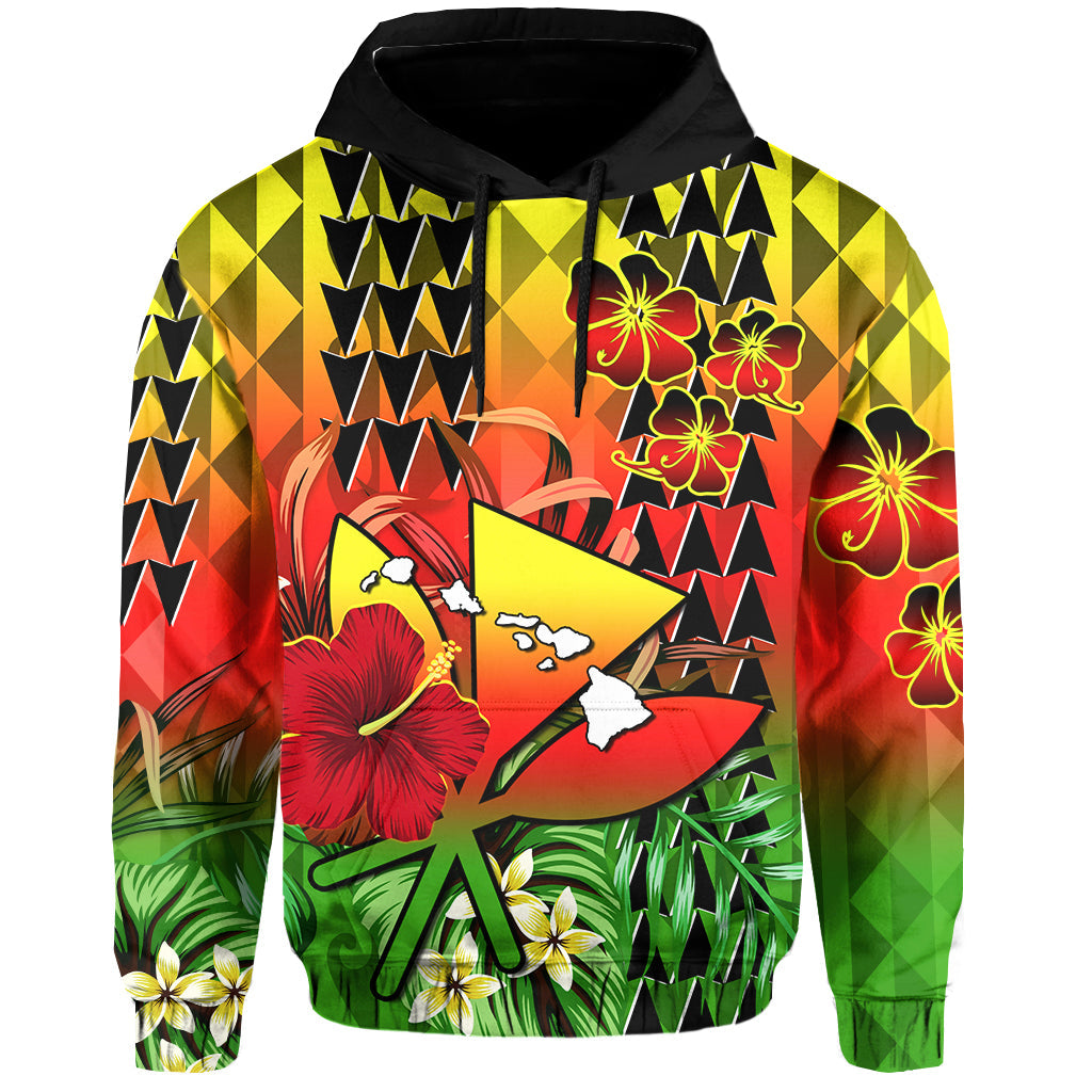 Hawaii Flowers Hoodie Color Tribal Pattern Hawaiian LT13 Hoodie Reggae - Polynesian Pride