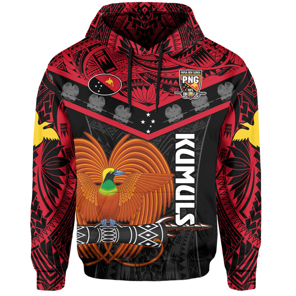(Custom Text and Number) Papua New Guinea Rugby Hoodie PNG Kumuls Bird of Paradise Black LT14 - Polynesian Pride
