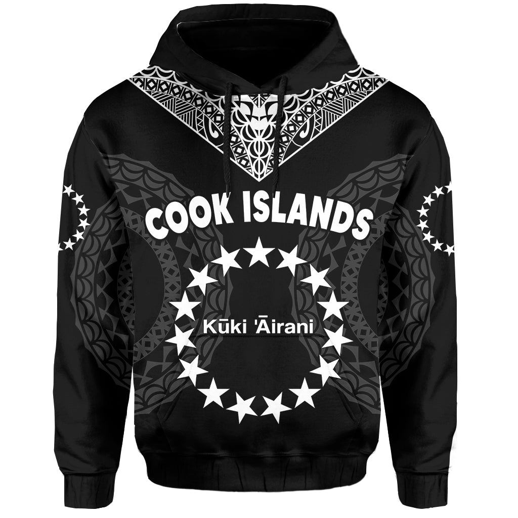 Cook Islands Hoodie Circle Pattern Mix Sea Turtle Black Version LT14 Hoodie Black - Polynesian Pride