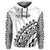 (Custom Text and Number) Fiji Rugby Hoodie Fijian Cibi Dance Tapa Pattern White LT14 - Polynesian Pride