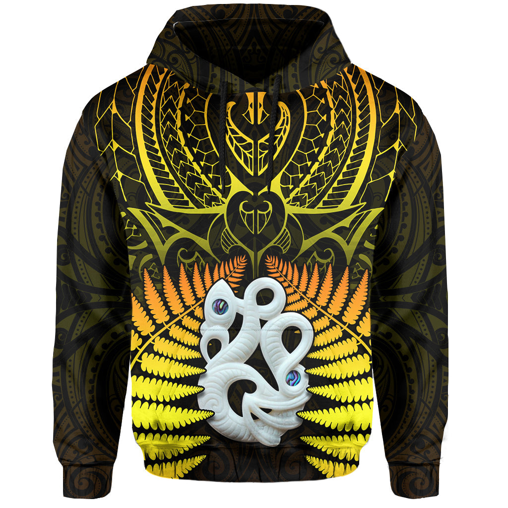 Aotearoa Fern Hoodie New Zealand Hei Tiki Gold Style LT13 Hoodie Gold - Polynesian Pride