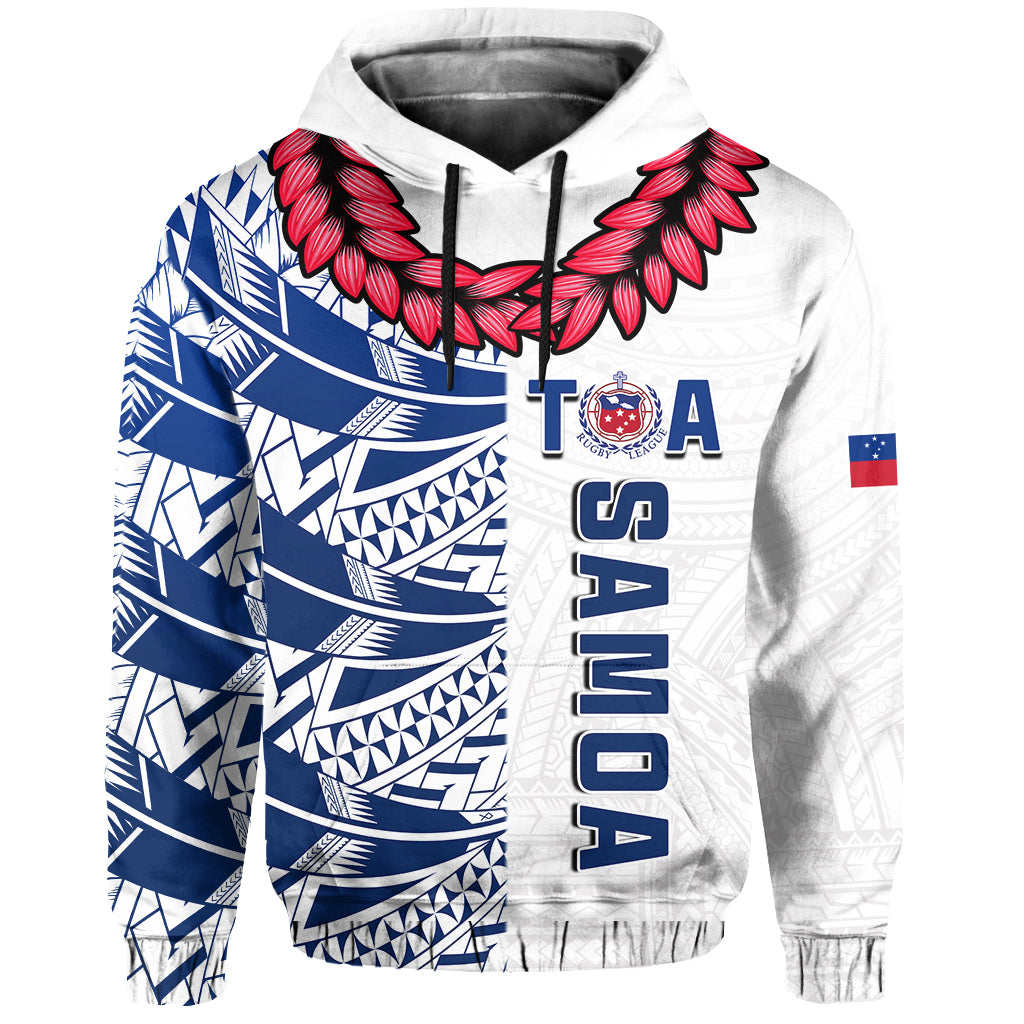 Toa Samoa Rugby Hoodie Siamupini Ula Fala White LT13 Pullover Hoodie White - Polynesian Pride