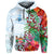 Fiji Hoodie Proud Fijian Tapa mix Tagimoucia Flowers LT13 White - Polynesian Pride