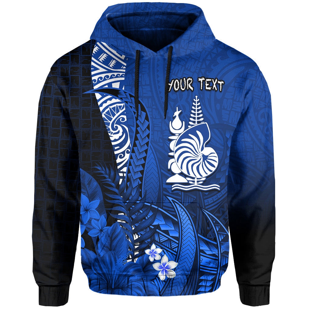 Custom New Caledonia Hoodie Nautilus Blue Polynesian Hibiscus LT13 Pullover Hoodie Blue - Polynesian Pride