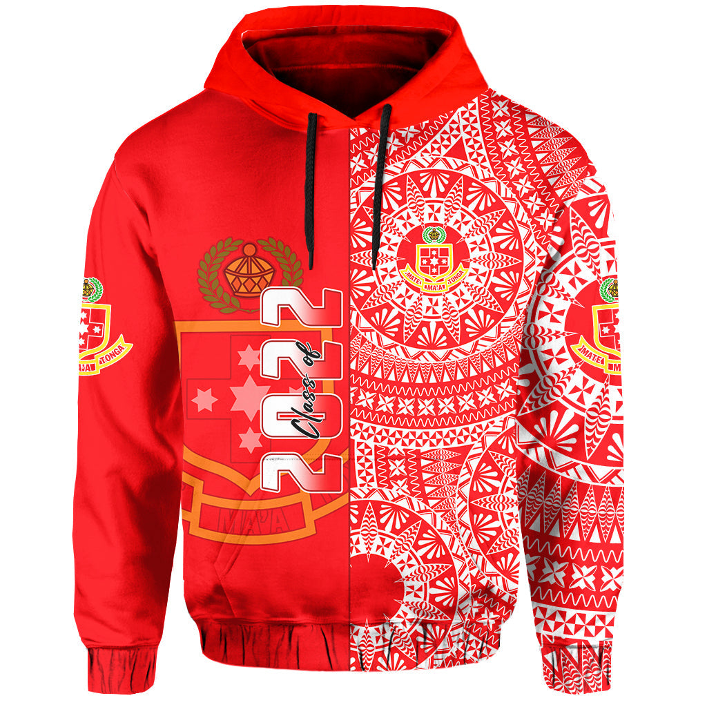 (Custom Text and Number) Kolisi Tonga High School Hoodie Class of Year Tongan Ngatu Pattern LT14 - Polynesian Pride