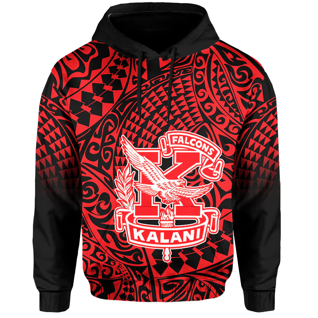 Hawaii Hoodie Kalani High School Tribal Kakau LT14 Pullover Hoodie Red - Polynesian Pride