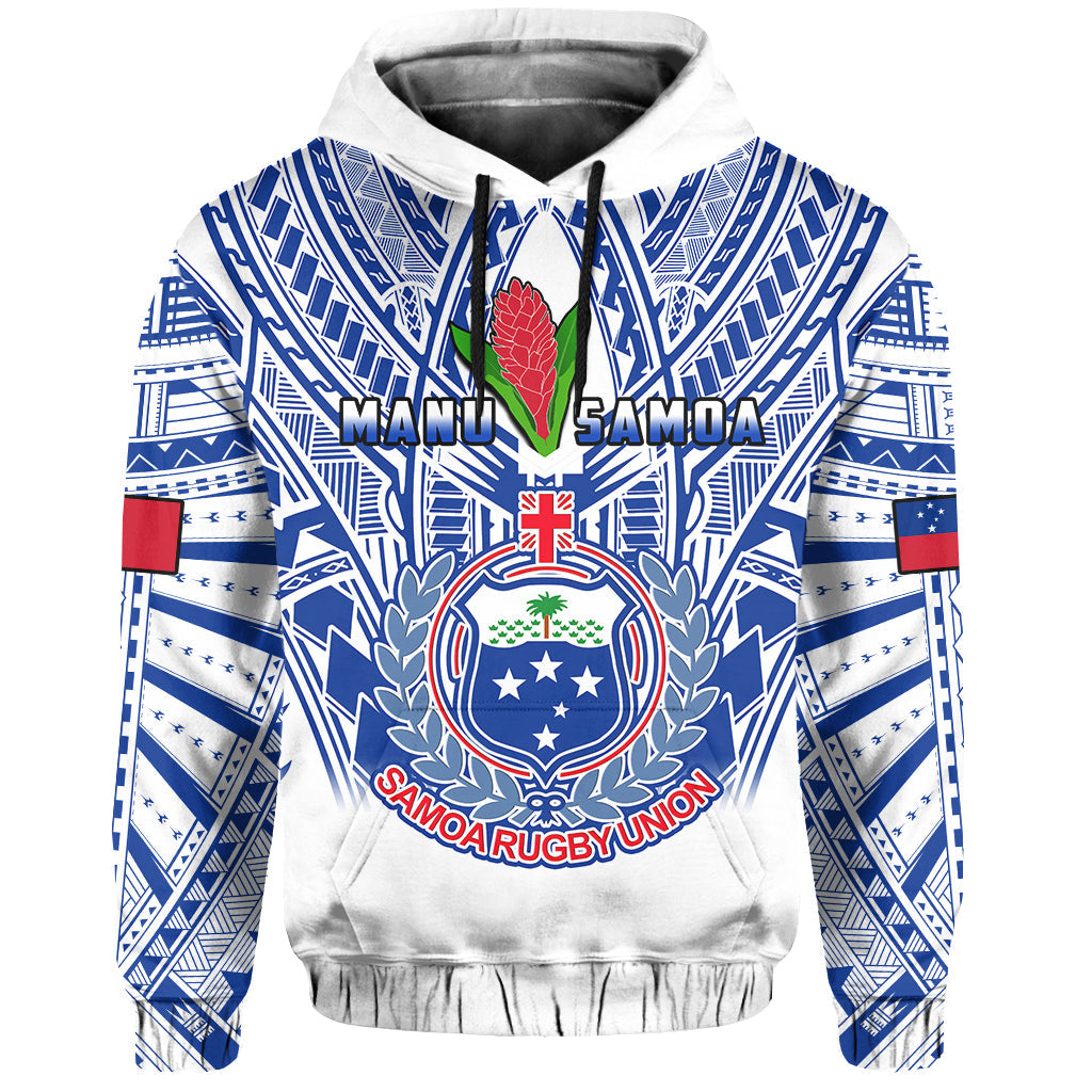 Samoa Rugby Hoodie Manu Samoa 7s Ginger White Polynesian LT14 Pullover Hoodie White - Polynesian Pride