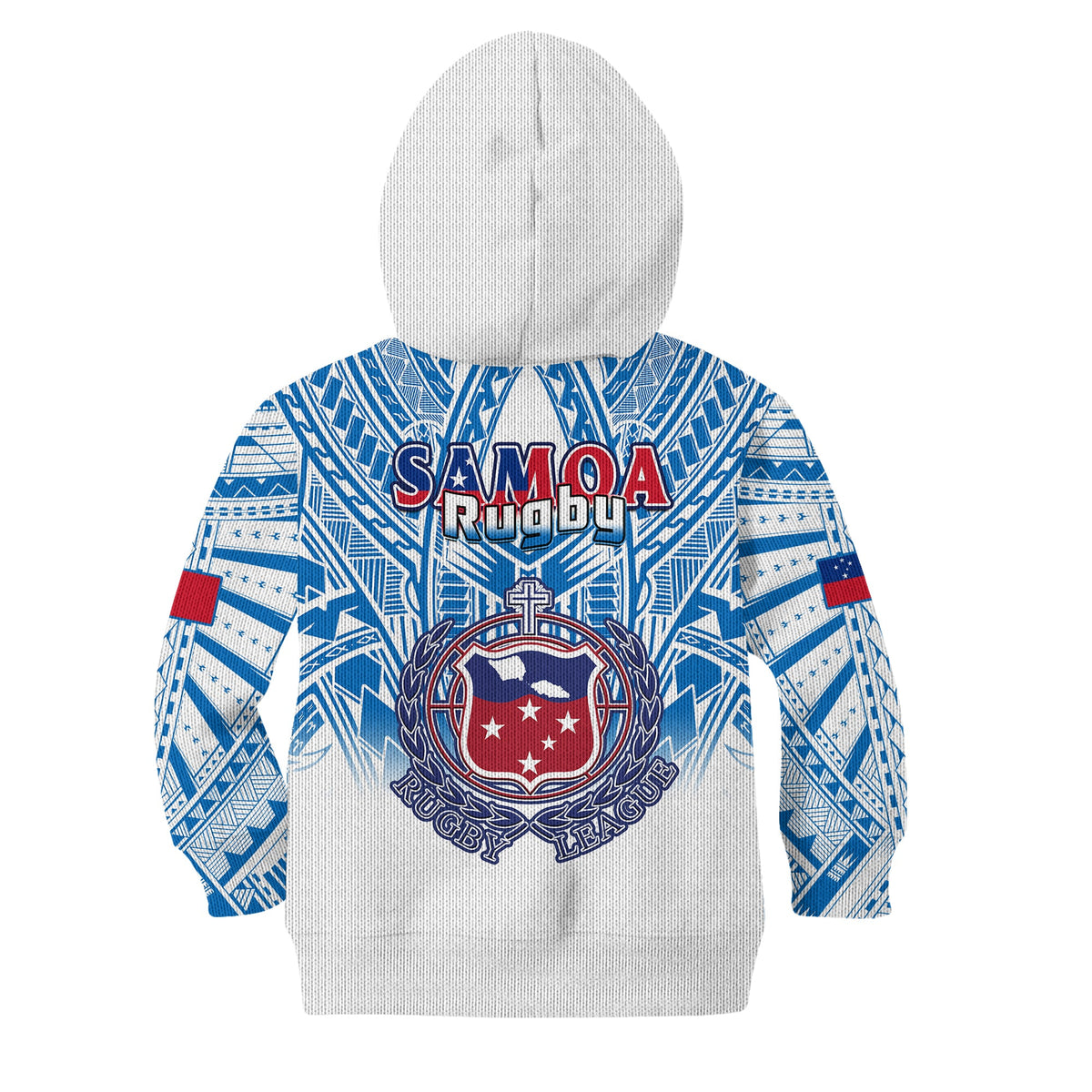 Samoa Rugby Hoodie KID Toa Samoa Polynesian Pacific White Version LT14 Zip Hoodie White - Polynesian Pride