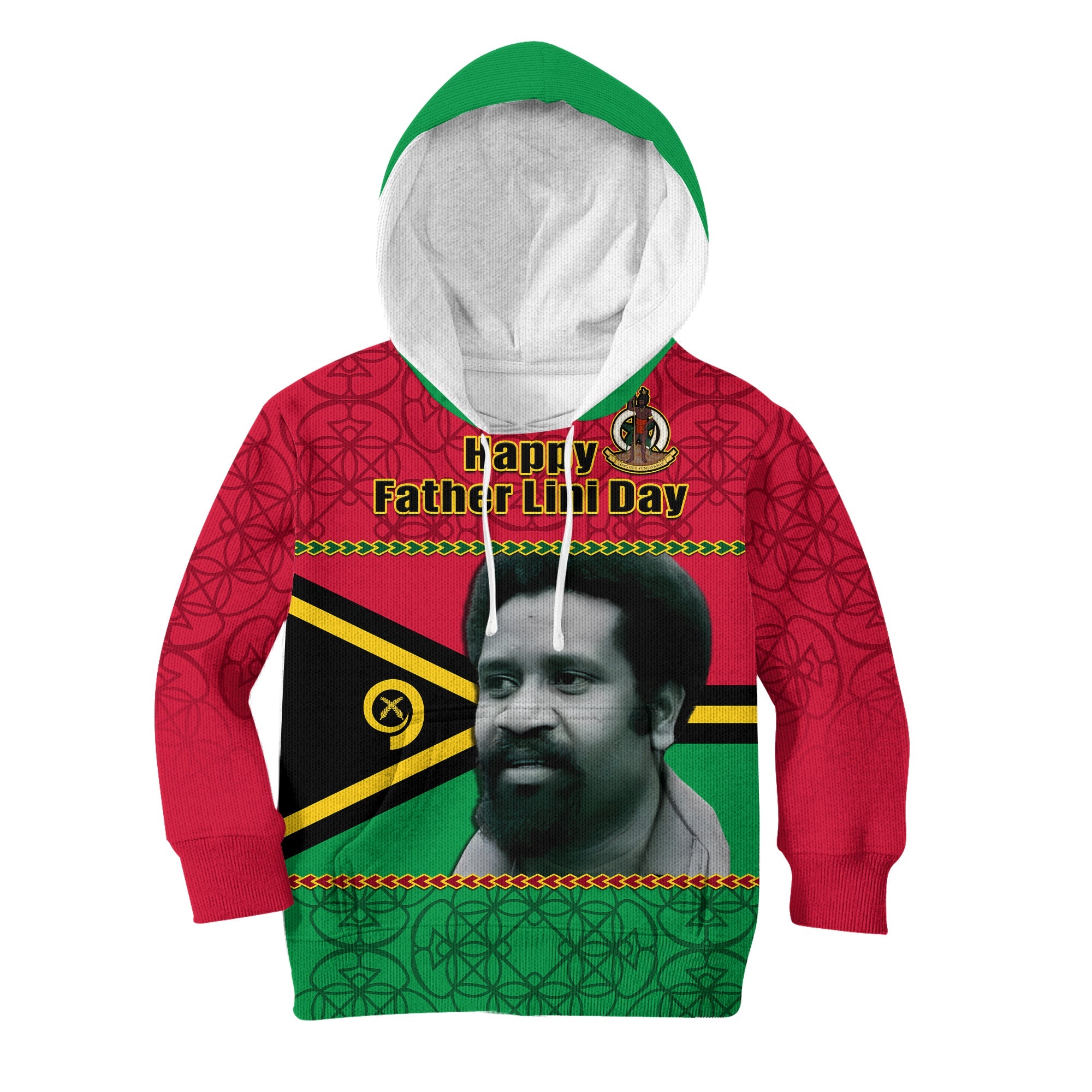 Vanuatu Hoodie KID Vanuatuan Flag Sand Drawing Happy Father Lini Day LT14 Red - Polynesian Pride