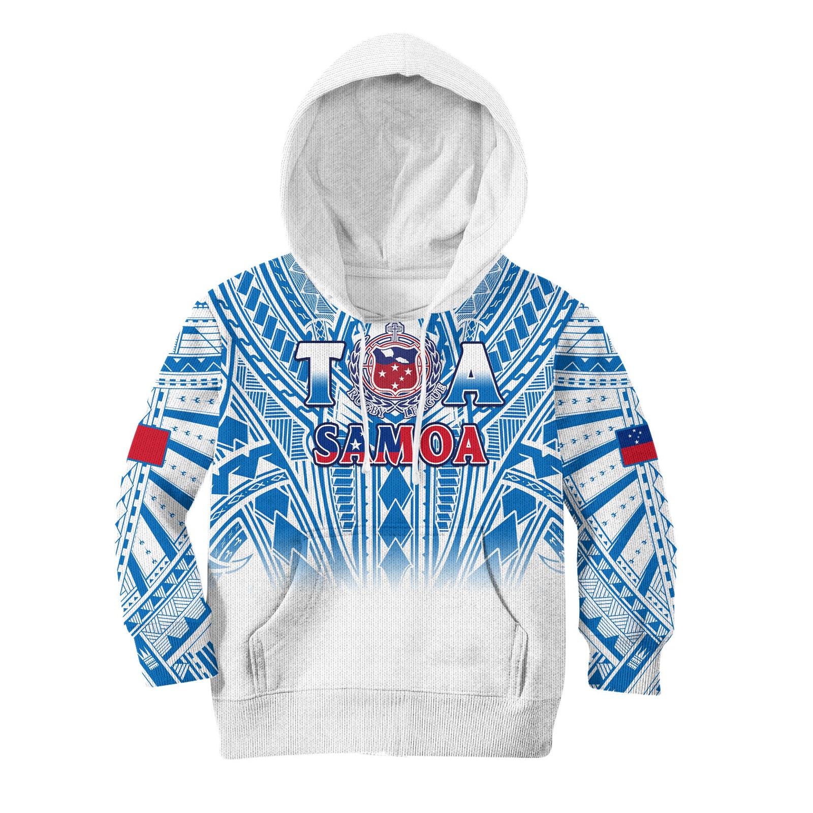 Samoa Rugby Hoodie KID Toa Samoa Polynesian Pacific White Version LT14 Hoodie White - Polynesian Pride