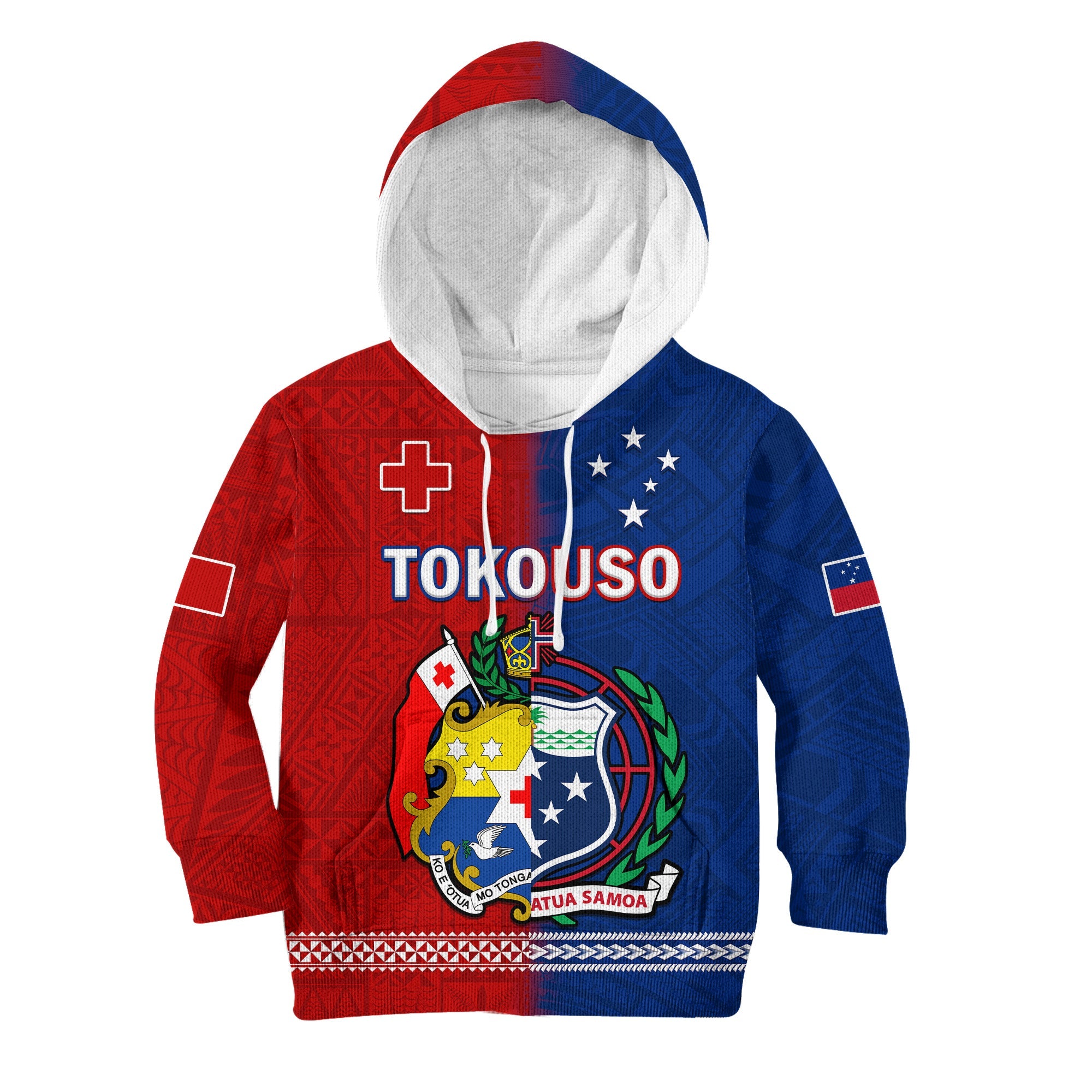 (Custom Personalised) TokoUso Hoodie KID Tonga and Samoa United We Stand Divided We Fall LT14 Blue - Polynesian Pride