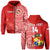 (Custom Text and Number) Tonga Hoodie Tongan Coat of Arms Ngatu Pattern LT14 Zip Hoodie Red - Polynesian Pride