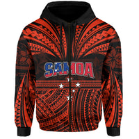 Custom Samoa Tatau Hoodie Red Polynesian Proud Samoan LT13 Zip Hoodie Red - Polynesian Pride