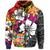 Fiji Tie Dye Hoodie Polynesian Tribal Creative Tropical Flowers LT13 Zip Hoodie Red - Polynesian Pride