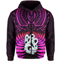 (Custom Text and Number) Aotearoa Fern Hoodie New Zealand Hei Tiki Purple Style LT13 Zip Hoodie Purple - Polynesian Pride