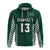 (Custom Text and Number) Hawaii Football Hoodie Kakau Warrior Be Stronger LT13 Zip Hoodie Green - Polynesian Pride