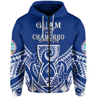 Custom Guam History and Chamorro Heritage Day Hoodie Latte Stone Polynesian LT14 Zip Hoodie Blue - Polynesian Pride
