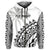 (Custom Text and Number) Fiji Rugby Hoodie Fijian Cibi Dance Tapa Pattern White LT14 - Polynesian Pride