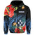 Kosrae State Hoodie FSM Hibiscus Flowers Mix Polynesian LT14 Zip Hoodie Blue - Polynesian Pride