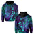 Custom Polynesian Hoodie Purple Paradise Hawaiian Tribal Hammerhead Shark LT14 Zip Hoodie Purple - Polynesian Pride