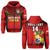 (Custom Text and Number) Tonga Rugby Hoodie Mate Maa Tonga Pacific Ngatu Black LT14 Zip Hoodie Red - Polynesian Pride