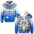 Custom Text and Number Fiji Hoodie Kaiviti Fijian Special Tapa Pattern LT14 Zip Hoodie Blue - Polynesian Pride