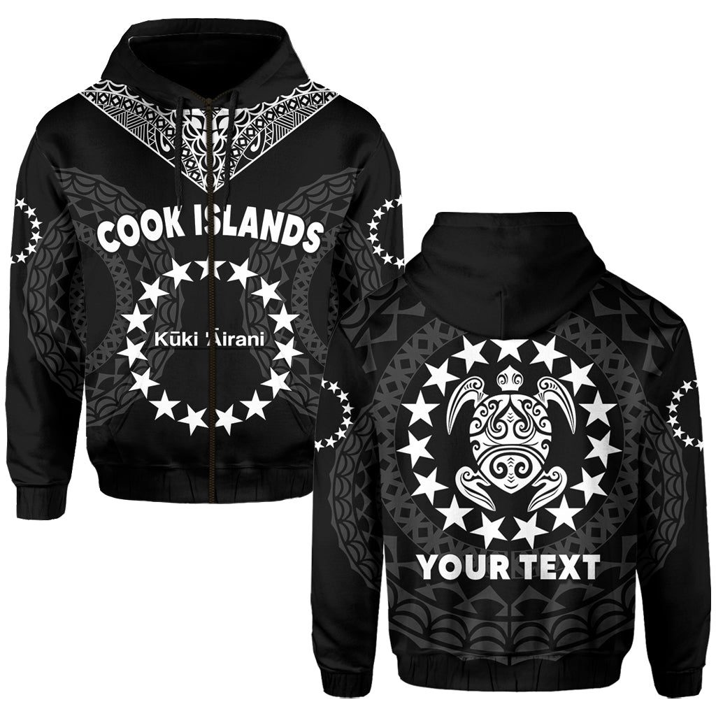 Custom Islands Hoodie Circle Pattern Mix Sea Turtle Black Version LT14 Zip Hoodie Black - Polynesian Pride