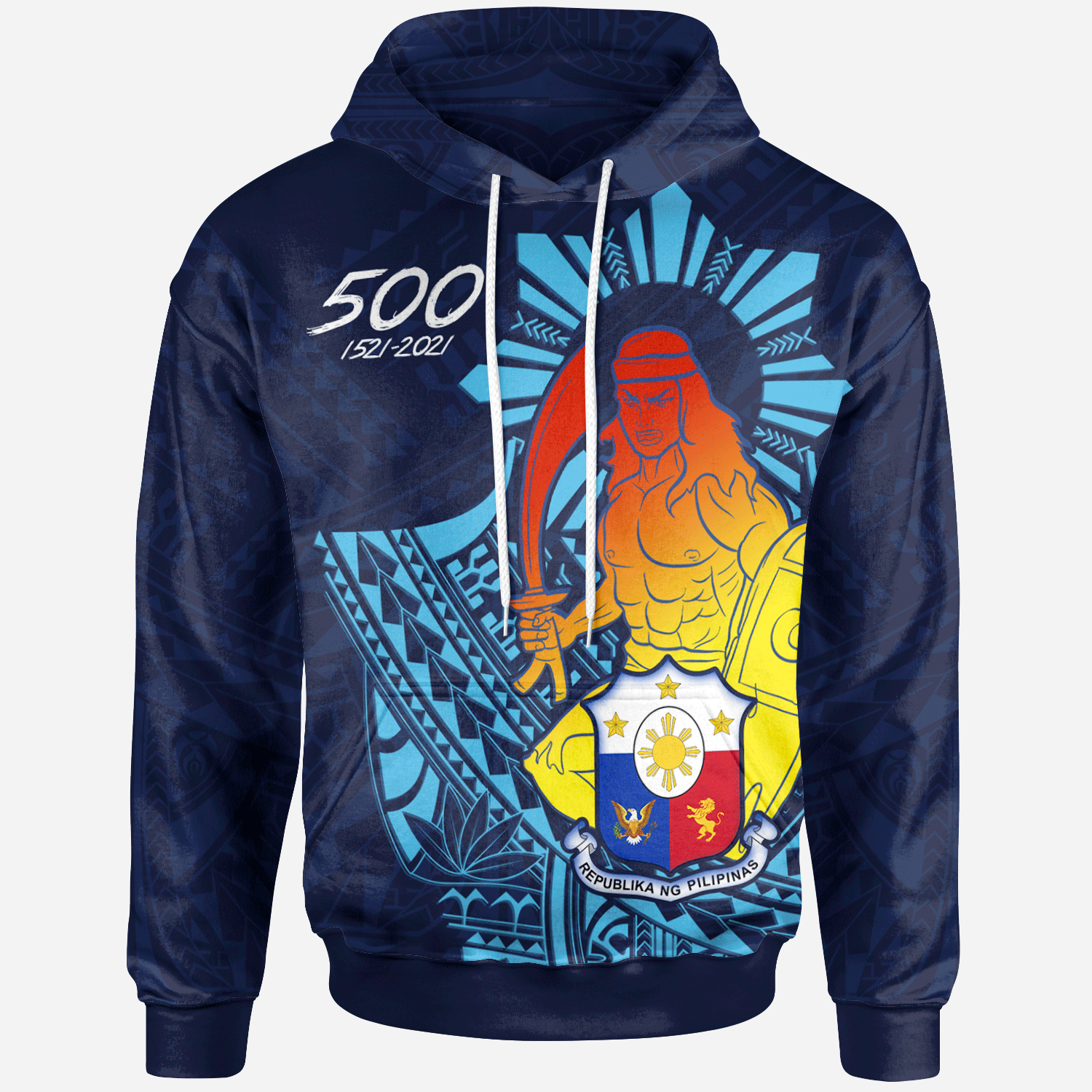 Philippines Hoodie King Lapu Lapu Unisex Blue - Polynesian Pride