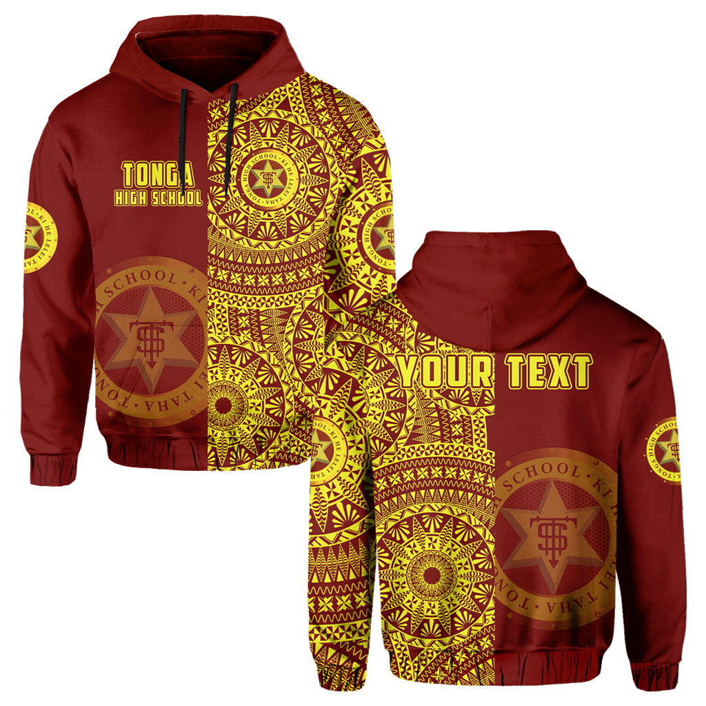 Custom Tonga High School Hoodie Tongan Ngatu Pattern LT14 Hoodie Red - Polynesian Pride