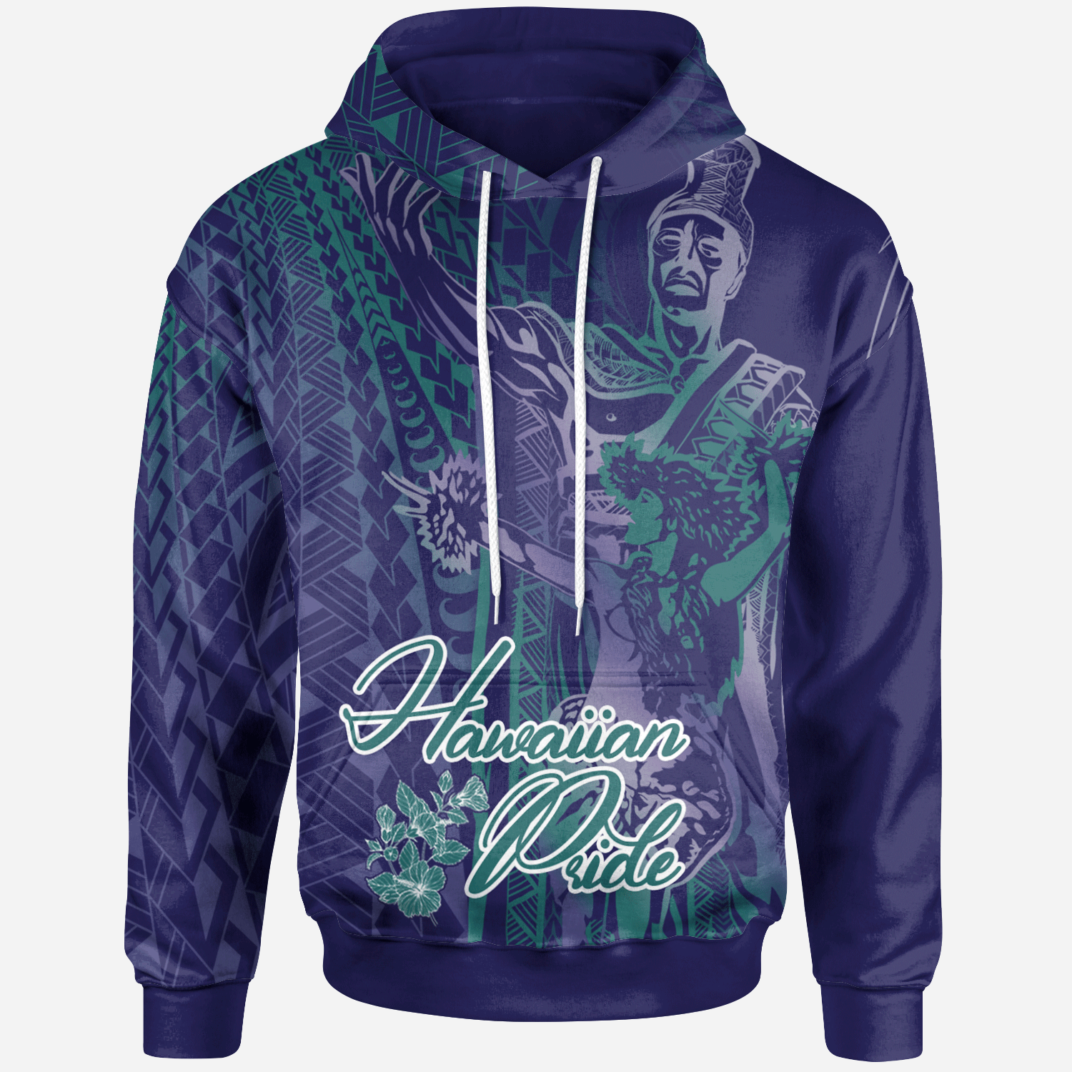 Hawaii Hoodie King of Hawaii With Hawaiian Girls Purple Version Unisex Purple - Polynesian Pride