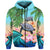 Polynesian Turtle Coconut Tree and Orchids Hoodie LT14 Zip Hoodie Blue - Polynesian Pride