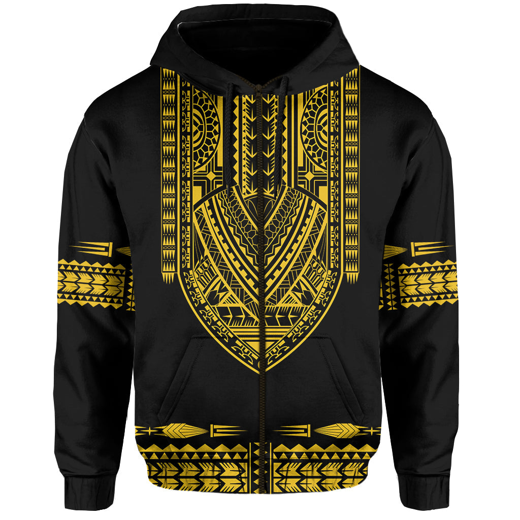 Custom Polynesian Hoodie Dashiki With Polynesian Tattoo Royal Golden Version LT14 - Polynesian Pride