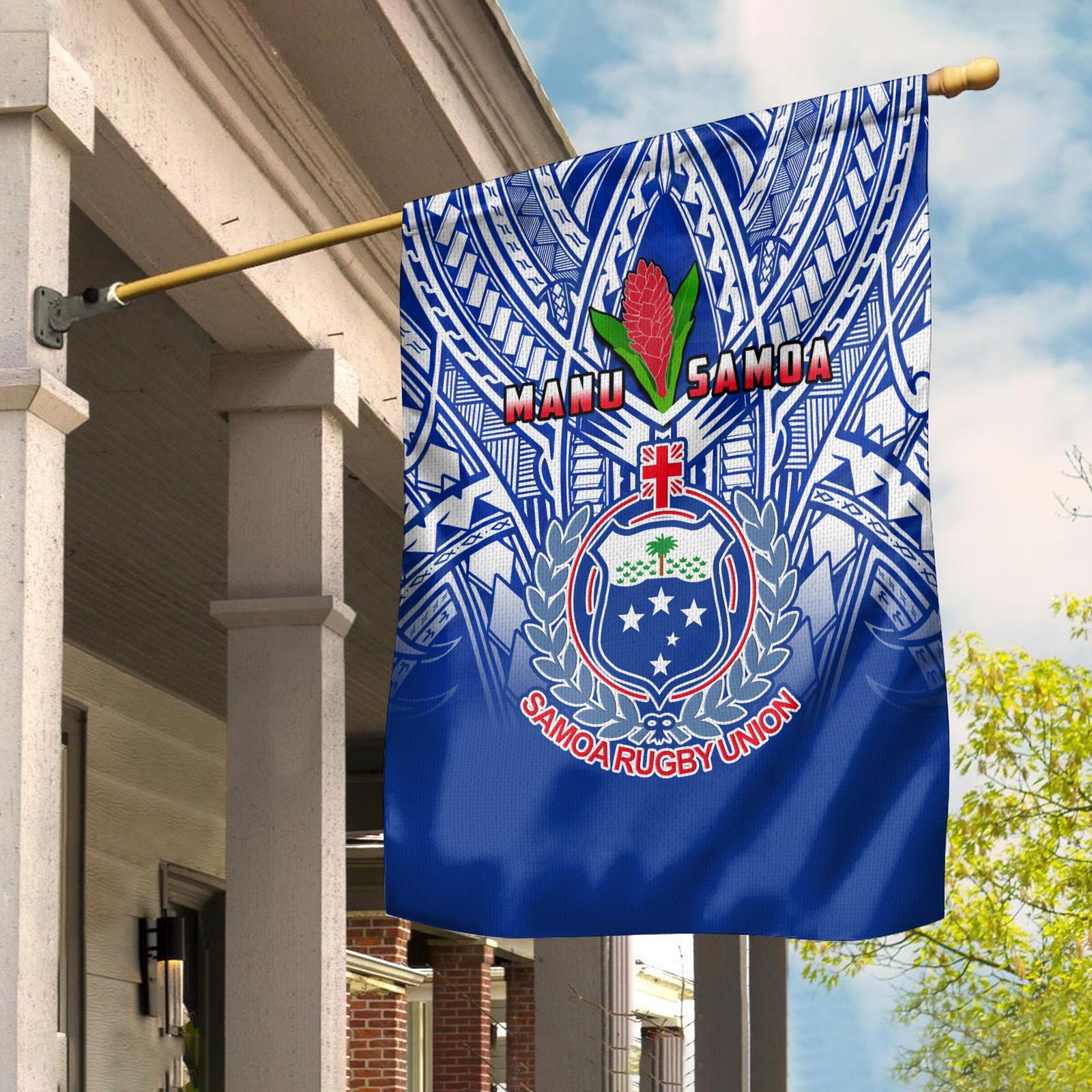 Samoa Rugby Flag Manu Samoa 7s Ginger Blue Polynesian LT14 - Polynesian Pride