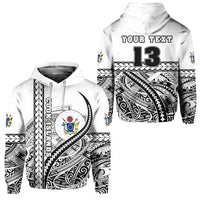 Custom Cook Islands Rugby Hoodie Simple Custom Text and Number Unisex White - Polynesian Pride