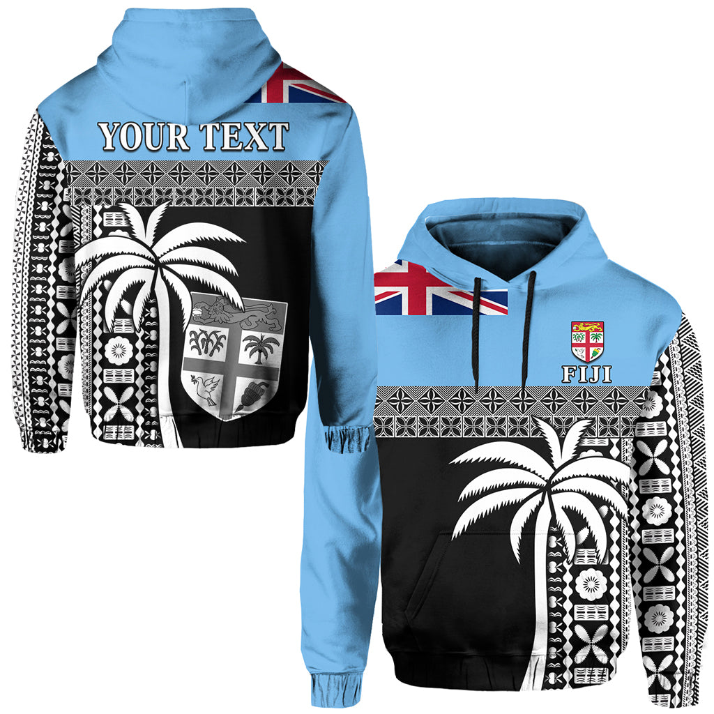 Custom Fiji Tapa Pattern Hoodie Coconut Tree LT13 Unisex Blue - Polynesian Pride