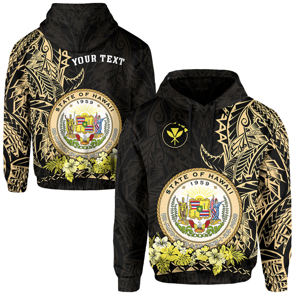 Custom Hawaiian Polynesian Hoodie Gold Seal of Hawaii LT13 Unisex Gold - Polynesian Pride