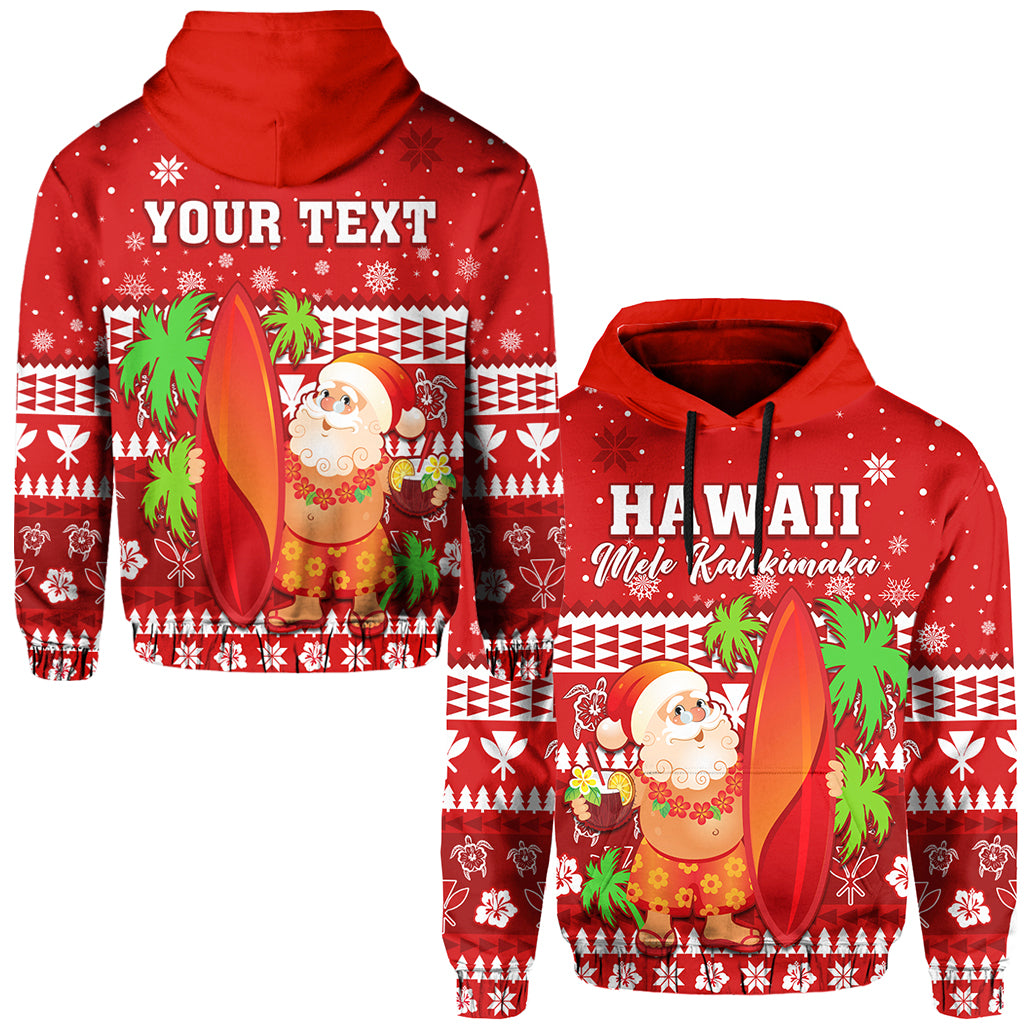 Custom Mele Kalikimaka Hoodie Santa Claus Hawaii Christmas LT13 Unisex Red - Polynesian Pride