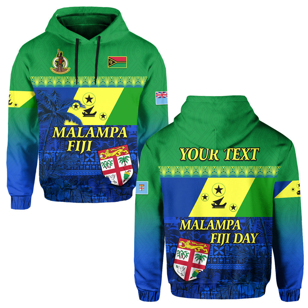 Custom Malampa Fiji Day Hoodie Vanuatu Polynesia mix Flowers LT13 Green - Polynesian Pride