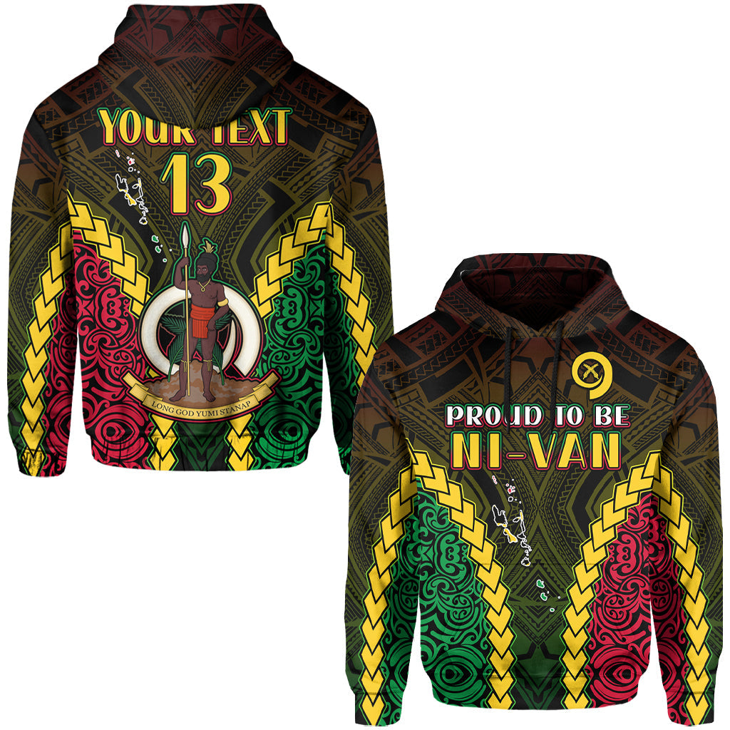 (Custom Text and Number) Vanuatu Indigenous Hoodie Proud To Be Ni Vanuatu Polynesian Pattern LT13 Black - Polynesian Pride