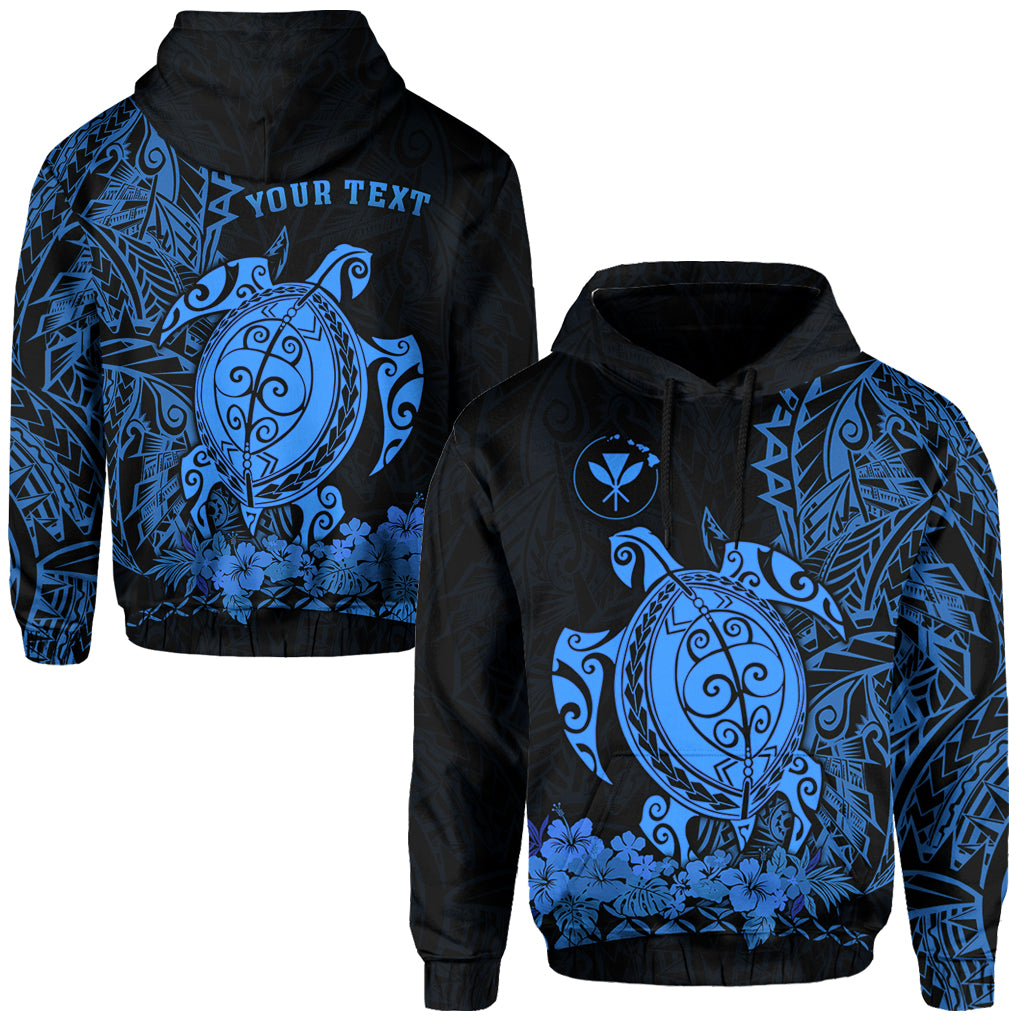 Custom Hawaii Polynesian Hoodie Blue Sea Turtles Hawaiian LT13 Unisex Blue - Polynesian Pride