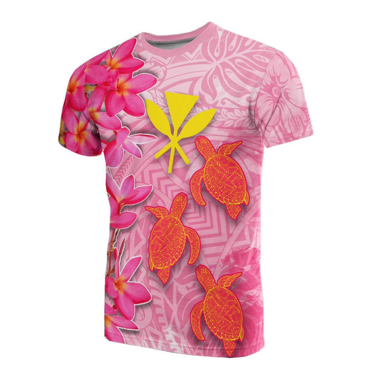 Hawaii T Shirt Polynesian Pink Plumeria Turtle Unisex Pink - Polynesian Pride