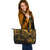 Hawaii Leather Tote - Gold Color Cross Style - Polynesian Pride