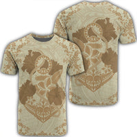 Hawaii Anchor Hibiscus Flower Vintage T Shirt Beige Unisex Black - Polynesian Pride