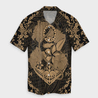 Hawaii Anchor Hibiscus Flower Vintage Hawaiian Shirt - AH - Gold Unisex Black - Polynesian Pride