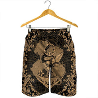 Hawaii Anchor Hibiscus Flower Vintage Men's Shorts - AH - Gold - Polynesian Pride